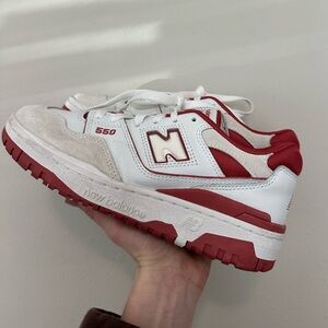 New Balance Kids' Red and White 550 Sneakers